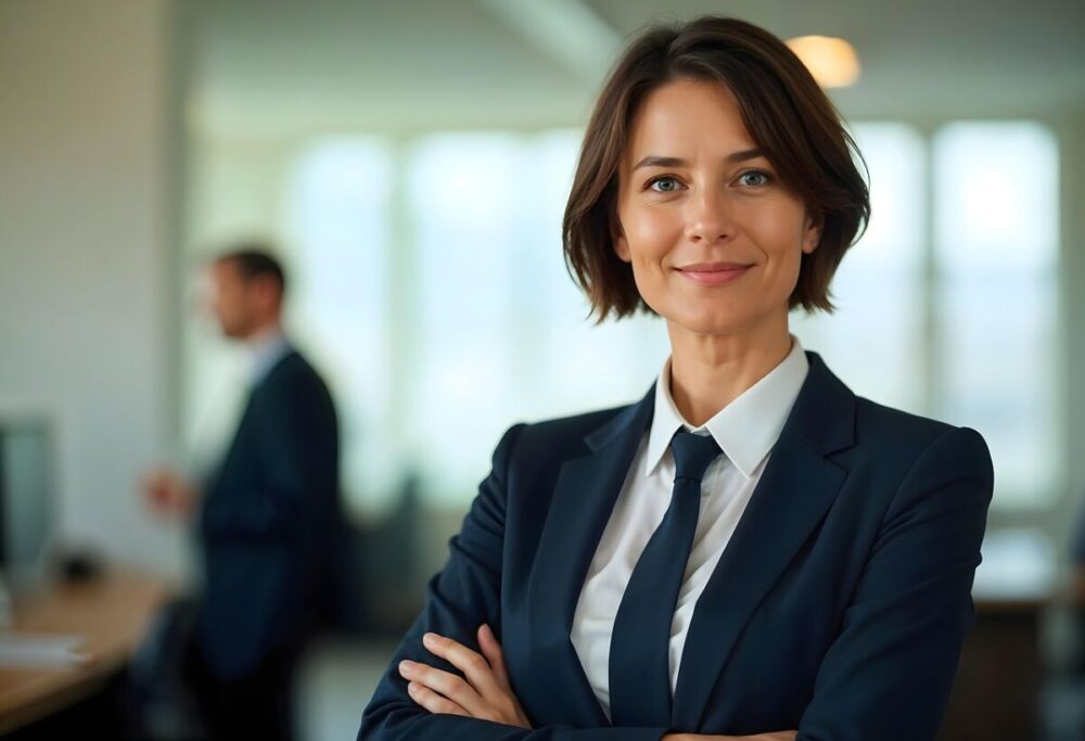 woman, business, office, corporate, smile, formal, attire, ai, ai image, ai generated